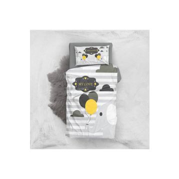 Monohome Gray Love 3D Pamuk Saten Bebek 100x150 cm Nevresim Takımı