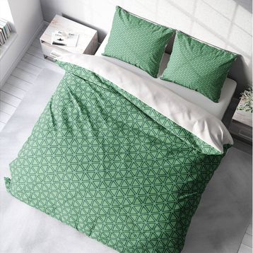 Monohome Green Pattern 3D Saten Pamuk Çift Kişilik Nevresim Takımı