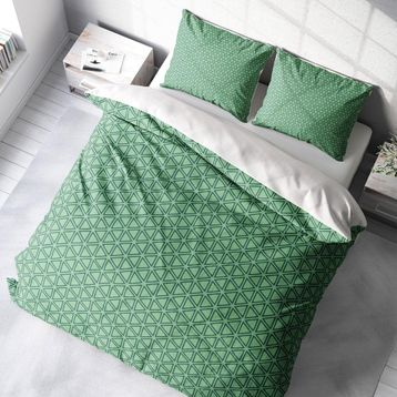 Monohome Green Pattern 3D Saten Pamuk Çift Kişilik Nevresim Takımı