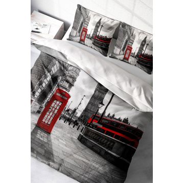Monohome London 3D Pamuk Saten Çift Kişilik 200x220 cm Nevresim Takımı