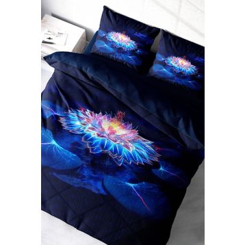 Monohome Lotus Night 3D Pamuk Saten Çift Kişilik Nevresim Takımı
