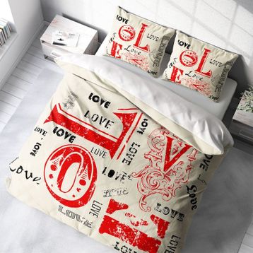 Monohome Love 3D Pamuk Saten Çift Kişilik 200x220 cm Nevresim Takımı