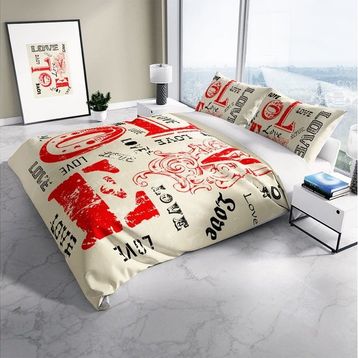 Monohome Love 3D Pamuk Saten Çift Kişilik 200x220 cm Nevresim Takımı