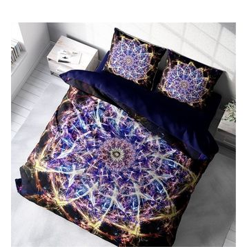Monohome Mandala 1 3D Pamuk Saten Renkli Çift Kişilik 200x220 cm Nevresim Takımı