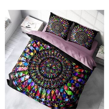 Monohome Mandala 4 3D Pamuk Saten Renkli Çift Kişilik 200x220 cm Nevresim Takımı
