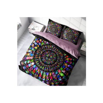 Monohome Mandala 4 3D Pamuk Saten Renkli Çift Kişilik 200x220 cm Nevresim Takımı