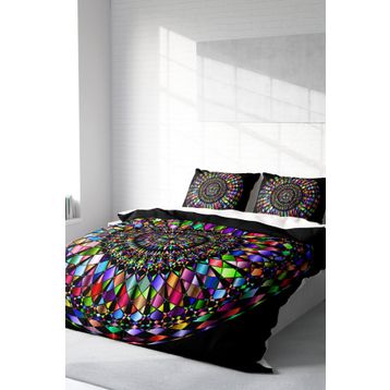 Monohome Mandala 4 3D Pamuk Saten Renkli Çift Kişilik 200x220 cm Nevresim Takımı