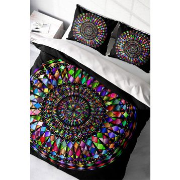 Monohome Mandala 4 3D Pamuk Saten Renkli Çift Kişilik 200x220 cm Nevresim Takımı