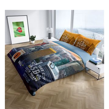 Monohome New York 3D Dijital Baskılı Renkli Çift Kişilik 200x220 cm Nevresim Takımı