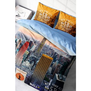 Monohome New York 3D Dijital Baskılı Renkli Çift Kişilik 200x220 cm Nevresim Takımı