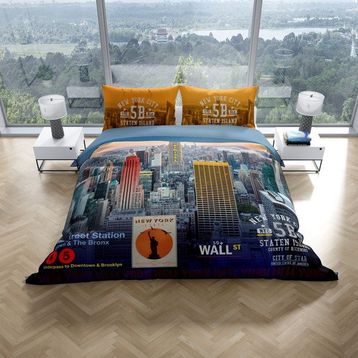Monohome New York 3D Dijital Baskılı Renkli Çift Kişilik 200x220 cm Nevresim Takımı