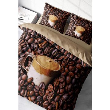 Monohome Night Coffee 3D Pamuk Saten Çift Kişilik Nevresim Takım
