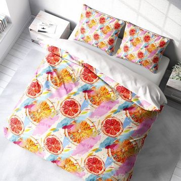 Monohome Orange Fruit 3D Pamuk Saten Çift Kişilik Nevresim Takımı