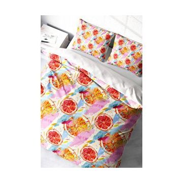 Monohome Orange Fruit 3D Pamuk Saten Çift Kişilik Nevresim Takımı