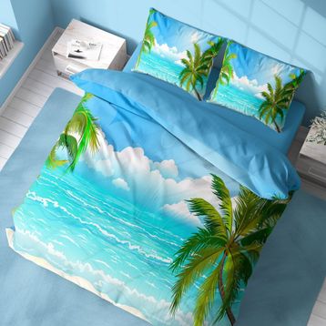 Monohome Palm 3D Pamuk Saten Renkli Çift Kişilik 200x220 cm Nevresim Takımı