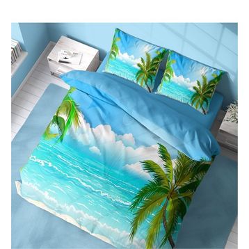 Monohome Palm 3D Pamuk Saten Renkli Çift Kişilik 200x220 cm Nevresim Takımı