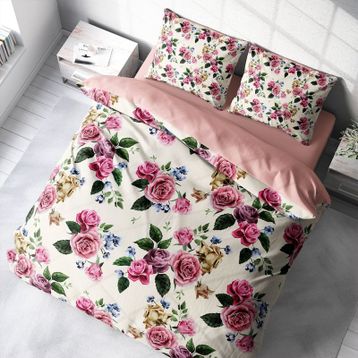 Monohome Pink Rose 3D Pamuk Saten Çift Kişilik 200x220 cm Nevresim Takımı