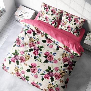 Monohome Pink Rose 3D Pamuk Saten Çift Kişilik 200x220 cm Nevresim Takımı