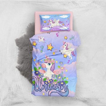 Monohome Pink Unicorn 3D Pamuk Saten Bebek Nevresim Takımı