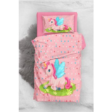 Monohome Pink Unicorn 3D Pamuk Saten Bebek Nevresim Takımı
