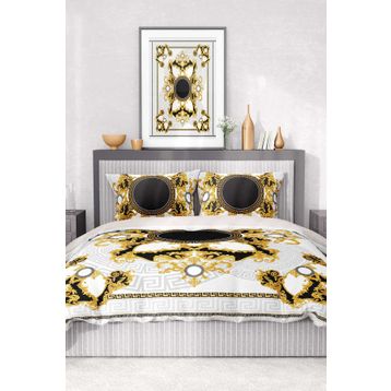 Monohome Premium Luxury 3D Saten Pamuk Gold Brand Çift Kişilik Nevresim Takımı
