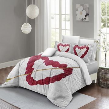 Monohome Raspberry Heart 3d Saten Pamuk Çift Kişilik Nevresim Takımı