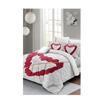 Monohome Raspberry Heart 3d Saten Pamuk Çift Kişilik Nevresim Takımı