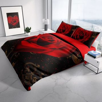 Monohome Red Black Heart 3D Çift Kişilik Nevresim Takımı