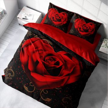 Monohome Red Black Heart 3D Çift Kişilik Nevresim Takımı