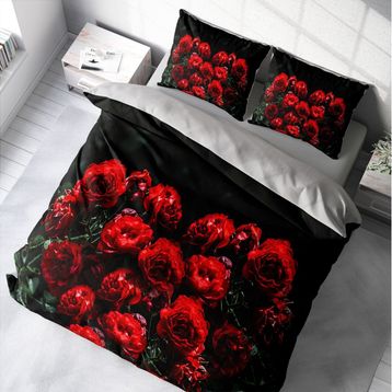 Monohome Red Black Roses 3D Renkli Çift Kişilik 200x220 cm Nevresim Takımı