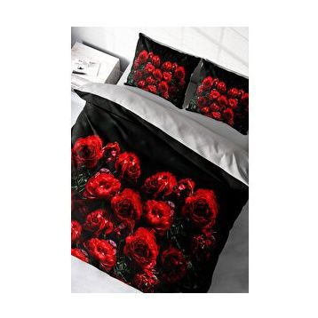Monohome Red Black Roses 3D Renkli Çift Kişilik 200x220 cm Nevresim Takımı