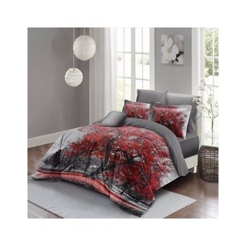 Monohome Red Tree 3D Pamuk Saten Çift Kişilik Nevresim Takım