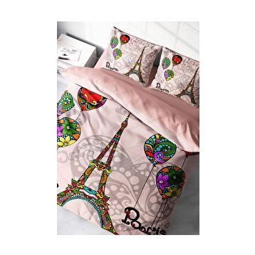 Monohome Soft Paris 3D Renkli Çift Kişilik 200x220 cm Nevresim Takımı