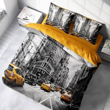 Monohome Taxi 3D Pamuk Saten Çift Kişilik Nevresim Takımı