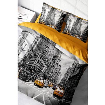 Monohome Taxi 3D Pamuk Saten Çift Kişilik Nevresim Takımı