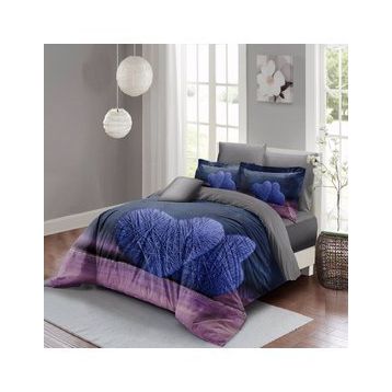 Monohome Wool Heart 200x220 cm Gri Lila Çift Kişilik 3D Pamuk Saten Nevresim Takımı