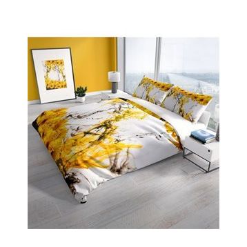 Monohome Yellow Daisy 3D Pamuk Saten Çift Kişilik 200x220 cm Nevresim Takımı