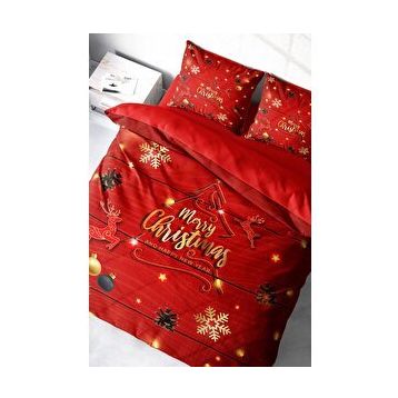 Monohome Yılbaşı Süsü Merry Christmas Pamuk Pine Tree Deers 3D Çift Kişilik Nevresim Takımı