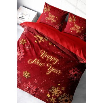Monohome Yılbaşı Süsü Merry Christmas Pamuk Saten Kar Kristalleri 3D Çift Kişilik Nevresim Takımı