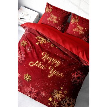 Monohome Yılbaşı Süsü Merry Christmas Pamuk Saten Kar Kristalleri 3D Çift Kişilik Nevresim Takımı