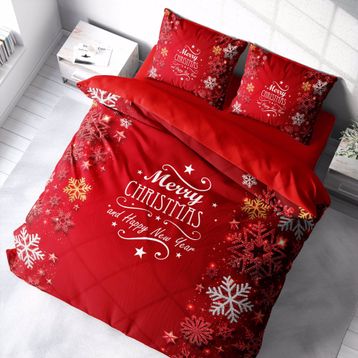Monohome Yılbaşı Süsü Merry Christmas Pamuk Snowflake 3D Çift Kişilik Nevresim Takımı