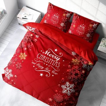 Monohome Yılbaşı Süsü Merry Christmas Pamuk Snowflake 3D Çift Kişilik Nevresim Takımı