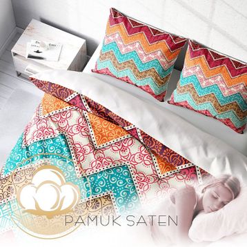 Monohome Zikzak Motif 3d Saten Pamuk Çift Kişilik Nevresim Takımı