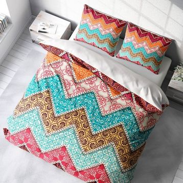 Monohome Zikzak Motif 3d Saten Pamuk Çift Kişilik Nevresim Takımı