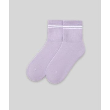 Monsieur CUH105-001 Mor Chaussette Çizgili Unicolor Half Havlu 2'li Kadın Çorap