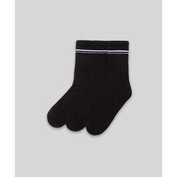 Monsieur CUN105-001 Siyah Chaussette Çizgili Unicolor Havlu 3'lü Kadın Çorap