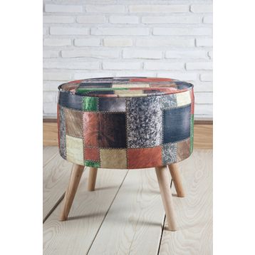 Monte Sehpa Patchwork Yuvarlak Puf