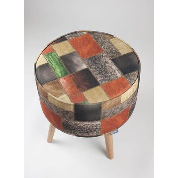 Monte Sehpa Patchwork Yuvarlak Puf