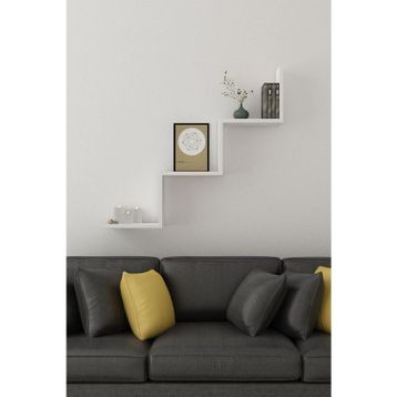 Moonlife Beyaz Dart Duvar Rafı