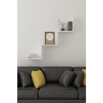 Moonlife Beyaz Dart Duvar Rafı
